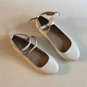 Elephantito White Ankle Wrap Around Strap Ballet Dress Shoes
